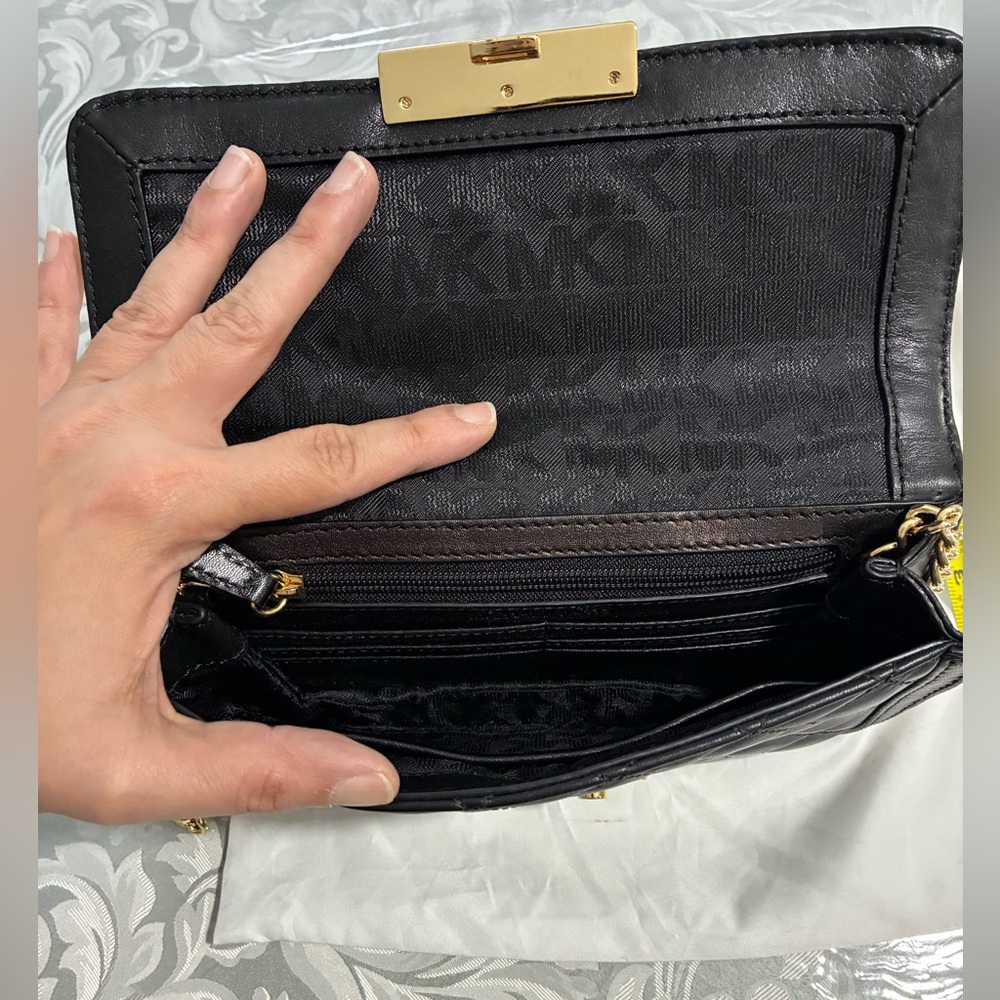 Michael Kors Black Quilted Clutch with Gold Accents - Picture 5 of 9